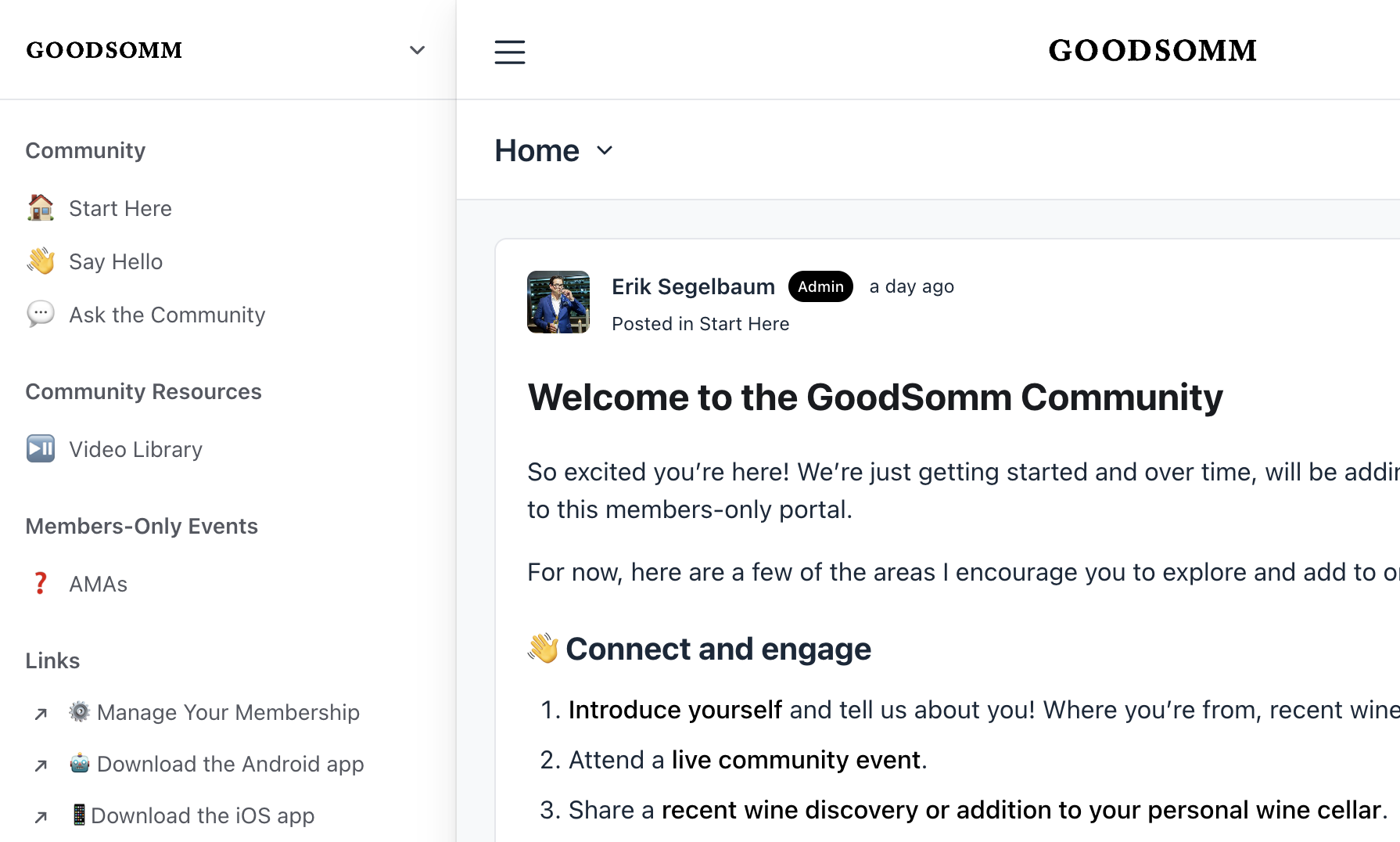 Screenshot of community portal
